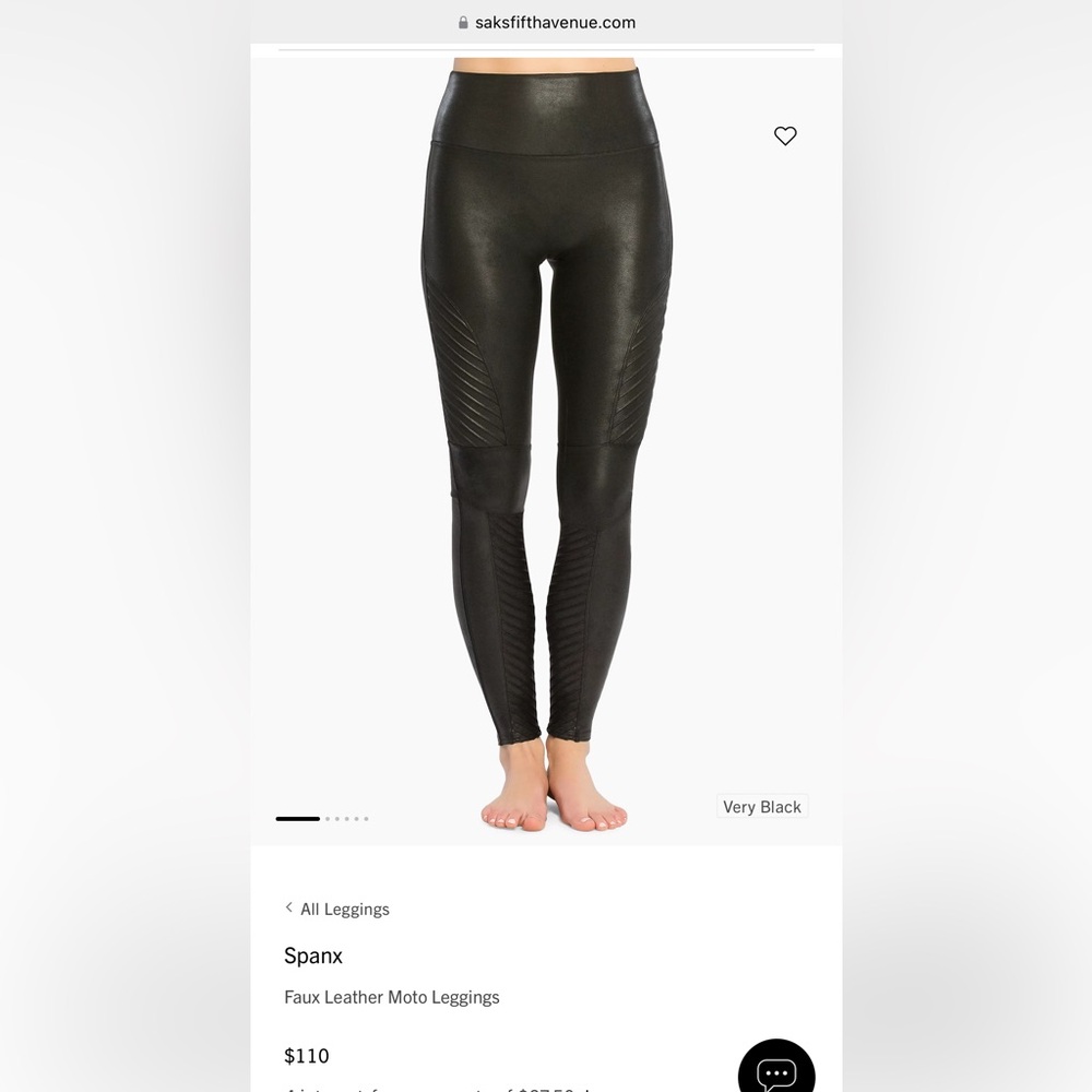 Spanx Faux Leather Moto Leggings